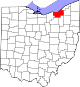 Map of Ohio highlighting Cuyahoga County Map of Ohio highlighting Cuyahoga County.svg