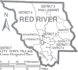 Kaart van Red River Parish