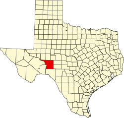 map of Texas highlighting Crockett County