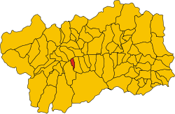 Elhelyezkedése Valle d’Aosta térképén