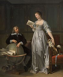 A Young Woman who has just Received a Letter from her Husband. Her Father is looking on a Globe for the Distance from Which the Letter Came 1808