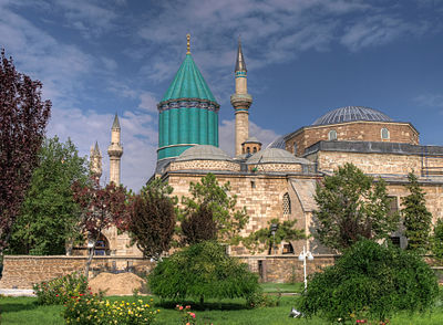 The Mevlana Museum (1274) is the last resting place of the Sufi mystic and poet Rumi in Konya, the capital of the Anatolian Seljuk Sultanate.