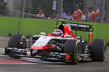 Max Chilton driving the MR03 at the 2014 Singapore Grand Prix Max Chilton 2014 Singapore FP1.jpg