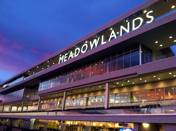 The current Meadowlands Grandstand at Sunset