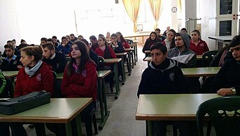 Meeting with Karen Jeppe Armenian College students, Aleppo, Syria.