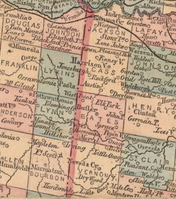 Missouri's Burnt District, Jackson, Cass, Bates and northern part of Vernon Counties, affected by General Order No. 11