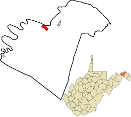 Lage in Morgan County und im Bundesstaat West Virginia.