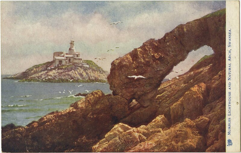 File:Mumbles Lighthouse and Natural Arch, Swansea. 798 (NBY 419149).jpg