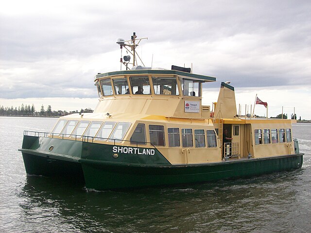 MV Shortland approaching Queens Wharf