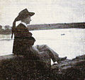 François(Fanch) Abgrall en bordure du lac du Huelgoat vers 1925.