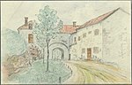 Nyköpingshus, akvarellerad pennteckning från den 19 juni 1908 av M Lindblad.