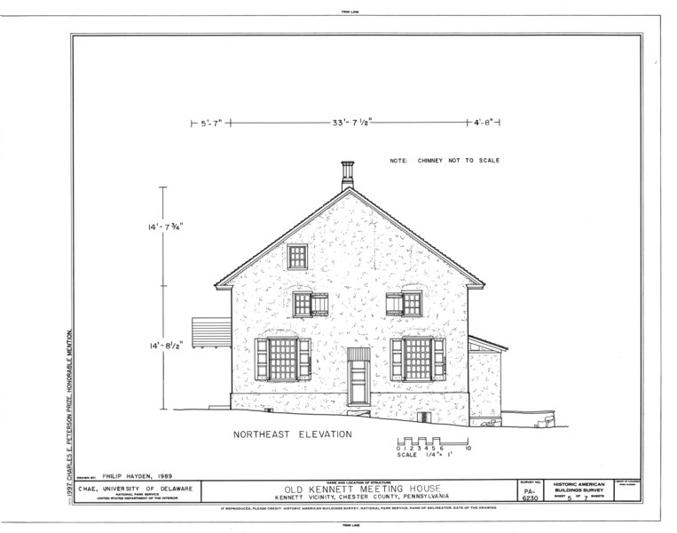 File:Old Kennett Meeting House, U.S. Route 1, 1 mile North of Longwood Gardens, Kennett Square, Chester County, PA HABS PA,15-KENSQ.V,4- (sheet 5 of 7).tif