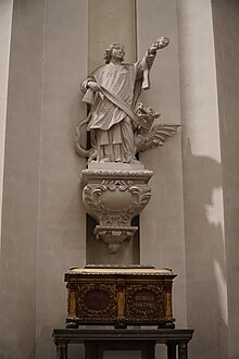 Malmedy (Belgium), Ossuary of Saint Quirin with statue inside Cathedral Ossuary of Saint Quirin with statue.jpg