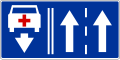 Lane for emergency vehicles against the flow of traffic on right