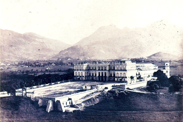 Paço de São Cristóvão, atual Museu Nacional, na Quinta da Boa Vista. Foi residência da família de D. João VI e da Família Imperial Brasileira. Em 1862.