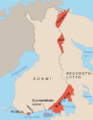 Fińskie straty terytorialne na rzecz ZSRR po pokoju paryskim.