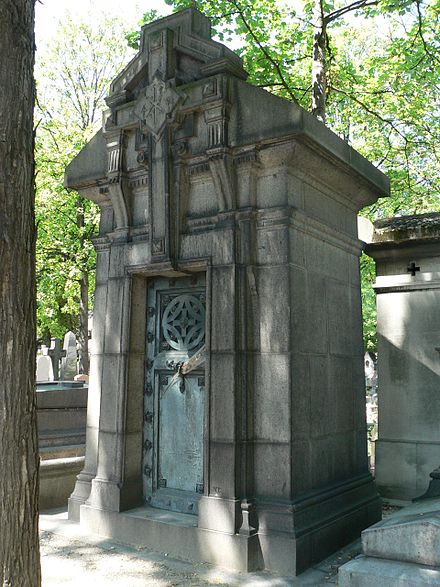 A type of tomb: a mausoleum in Père Lachaise Cemetery.
