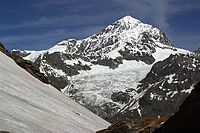 The south-east face and the southern ridge (normal route) on the left