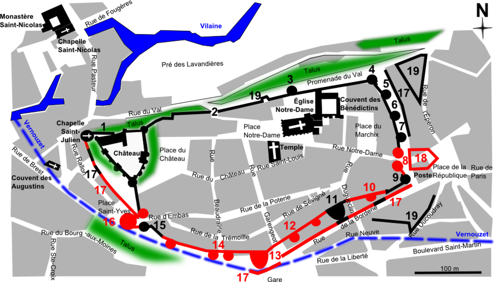 Plan of fortifications (red is demolished)