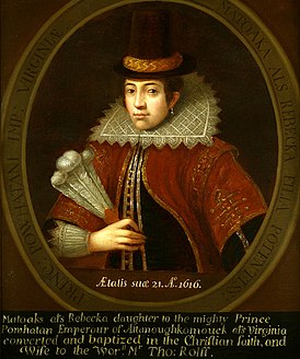 Pocahontas by Unknown, after the 1616 engraving by Simon van de Passe.jpg