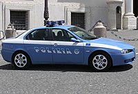 One of the two Alfa 156 III series of Polizia di Stato, equipped with a 2.5 V6 engine.