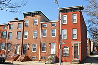 Baltimore's former Little Lithuania, Hollins-Roundhouse Historic District, March 2012. Pratt n Parkin Baltimore.JPG