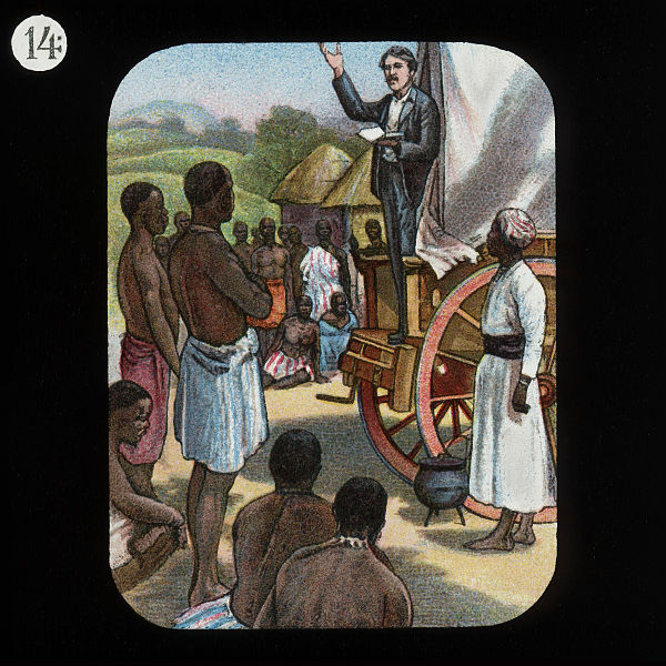 File:Preaching from a Waggon (David Livingstone) by The London Missionary Society.jpg