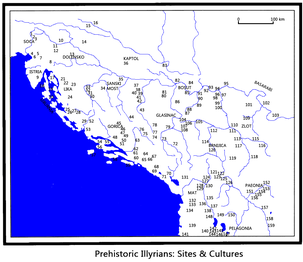 Glasinac na mapi nalazišta iz perioda V-I stoljeća pne.