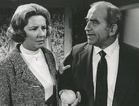 Lou Grant (right) and his wife on the marital crisis, 1974.
