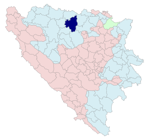 Prnjavor'un Sırp Cumhuriyeti'ndeki konumu (mavi)