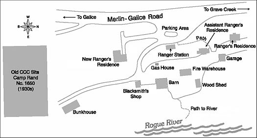 Site map of the historic Rand Ranger Station next to the Rogue River Rand Ranger Station Site Map.jpg