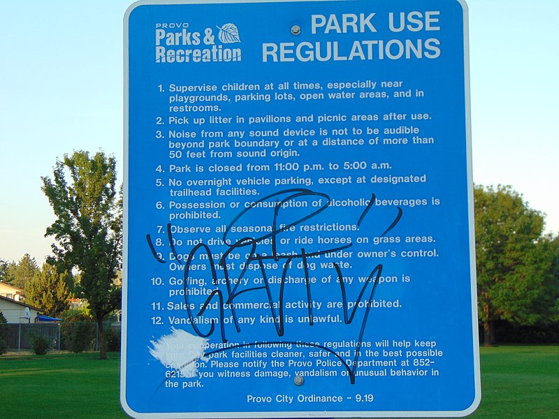 File:Regulation sign, Caterville Park, Provo, Utah, Aug 16.jpg