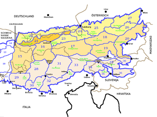 Los Alpes de piedra caliza del Tirol del Norte (sección 21) según SOIUSA dentro de los Alpes orientales