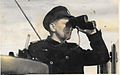 קברניט \ סגן אלוף ינאי מפקד השייטת הגדולה על גשר הקורבטה אח"י וג'ווד, 1949.