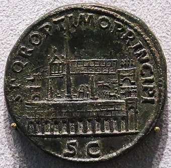 Sestertius of Trajan celebrating the restoration of the Circus Maximus (minted 103 AD).[28]