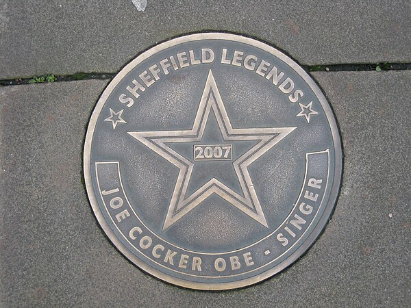 Sheffield Legends plaque in Cocker's home city of Sheffield, England