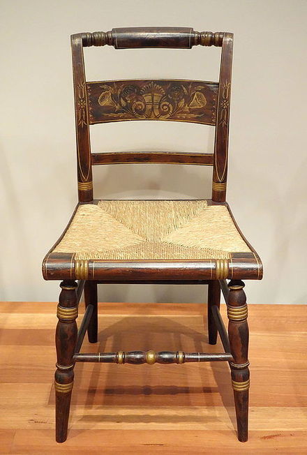 Side chair by Lambert Hitchcock, 1826-1829 Side chair, Lambert Hitchcock (1795-1852), 1826-1829, painted wood and woven rush seat - De Young Museum - DSC00816.JPG