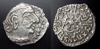 Coin of Gupta ruler Chandragupta II (r.380–415) in the style of the Western Satraps.[18]