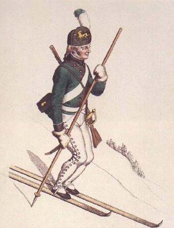 Norwegian ski-soldier (Drawing published in 1811).