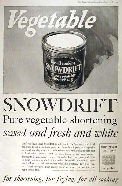 A 1918 advertisement for shortening