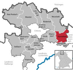 Läget för Sonnefeld i Landkreis Coburg