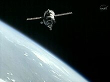 The spacecraft shortly before docking with the ISS on 17 July 2012. Soyuz TMA-05M spacecraft approaches the ISS.jpg
