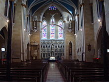 Inside St. John the Baptist, Blackrock. The view of the altar from the main door to the church. St. John The Baptist, Blackrock, inside.JPG