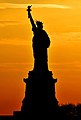 A silhouette of the Statue of Liberty in New York. Monuments are often identified by their silhouettes.
