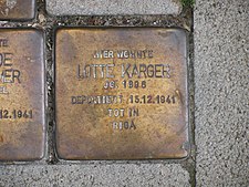 Stolperstein Lotte Karger, 1, Harnischstraße 6, List, Hannover.jpg