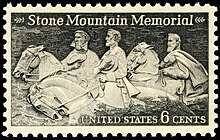 Jefferson Davis, Thomas J. "Stonewall" Jackson and Robert E. Lee Stone Mountain Memorial 6c 1970 issue.JPG