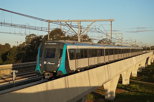 A Metropolis Stock automated train in service on the Sydney Metro network