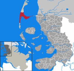 Läget för kommunen Sylt i Kreis Nordfriesland