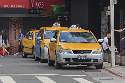 Taxis in Taipei are usually of the colour yellow for ease of recognition on the road.