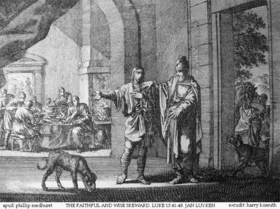 Χαλκογραφία απο τον Γιαν Λούικεν που απεικονίζει την παραβολή, από τη Βίβλο του Ρόμπερτ Μπάουγιερ.